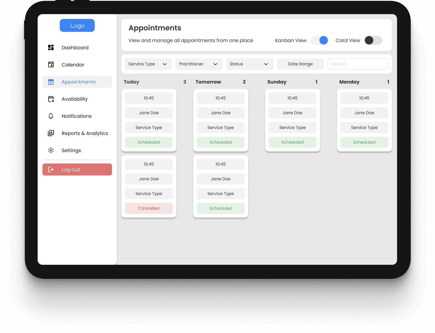 Appointments Kanban View